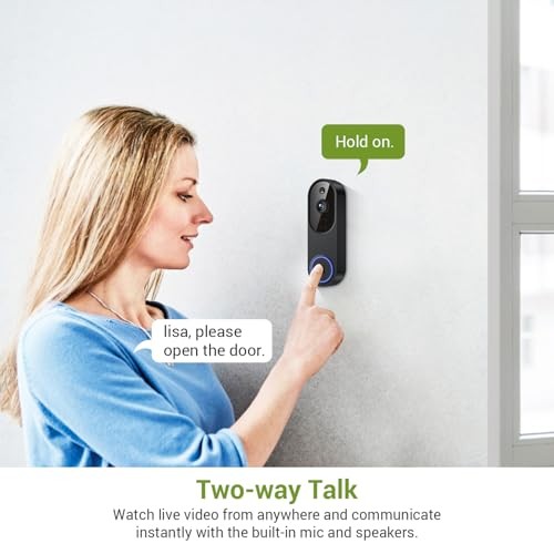 1080P Wireless Video Doorbell Camera, Outdoor Surveillance Cameras, FHD Black
