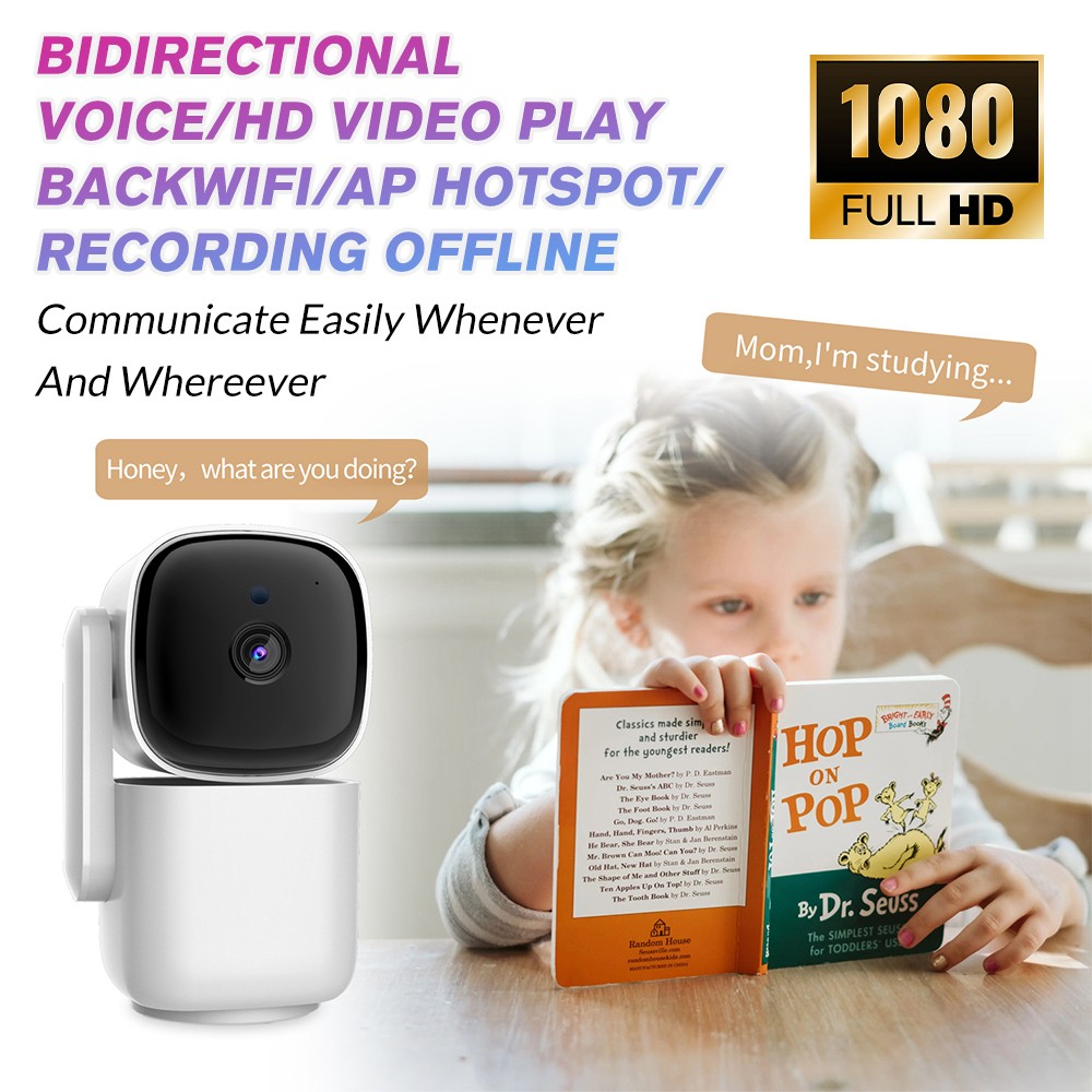Security Camera, 1080P HD WiFi Camera 360° Pan/Tilt Night Vision Two-Way Audio
