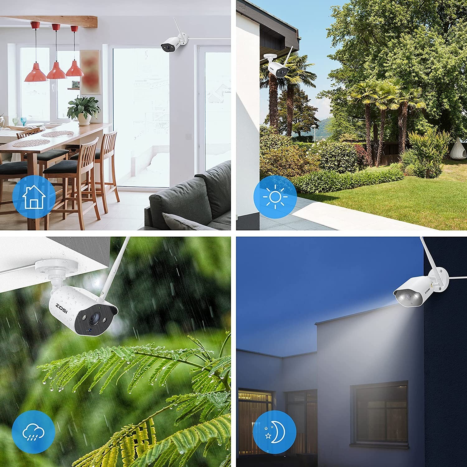 ZOSI 8CH NVR WIFI 1080P IP Wireless Security Camera System 1TB 100ft Night Vison