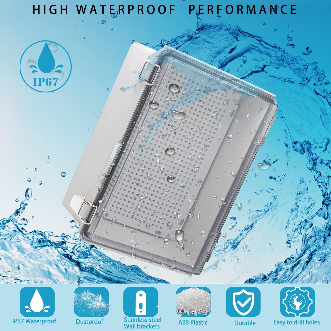YETLEBOX Waterproof Electrical Box Junction 11.8″ x 7.9″ x 5.1″, Clear