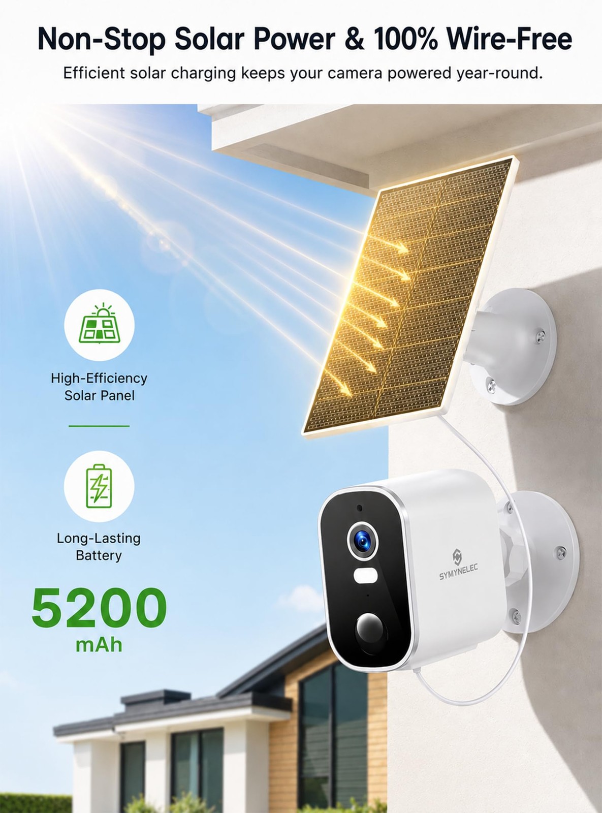 SYMYNELEC 2K Solar Security Cameras Wireless Cam 4Packs, 2.4GHz Only