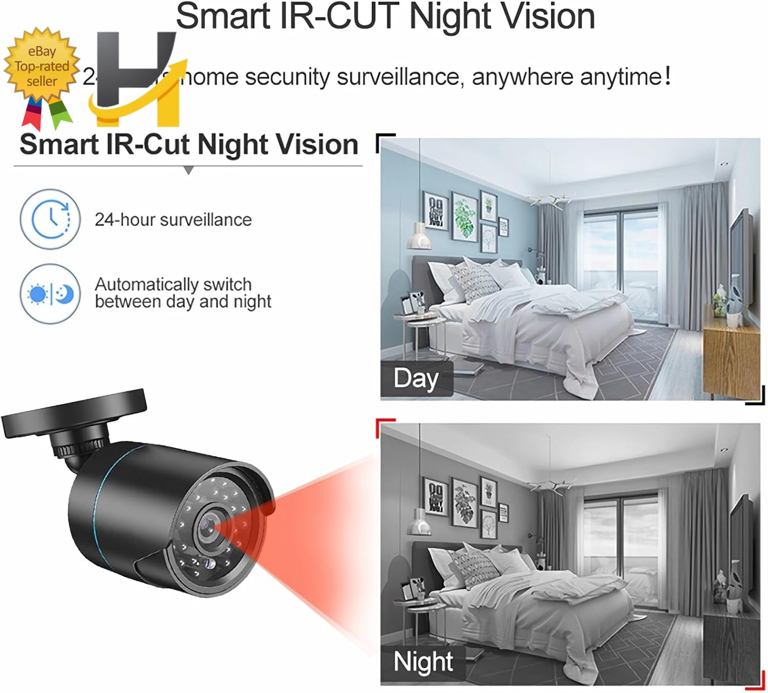 Home Security Camera System 3000TVL Surveillance DVR Kits 4Pcs Wired 1080P NEW