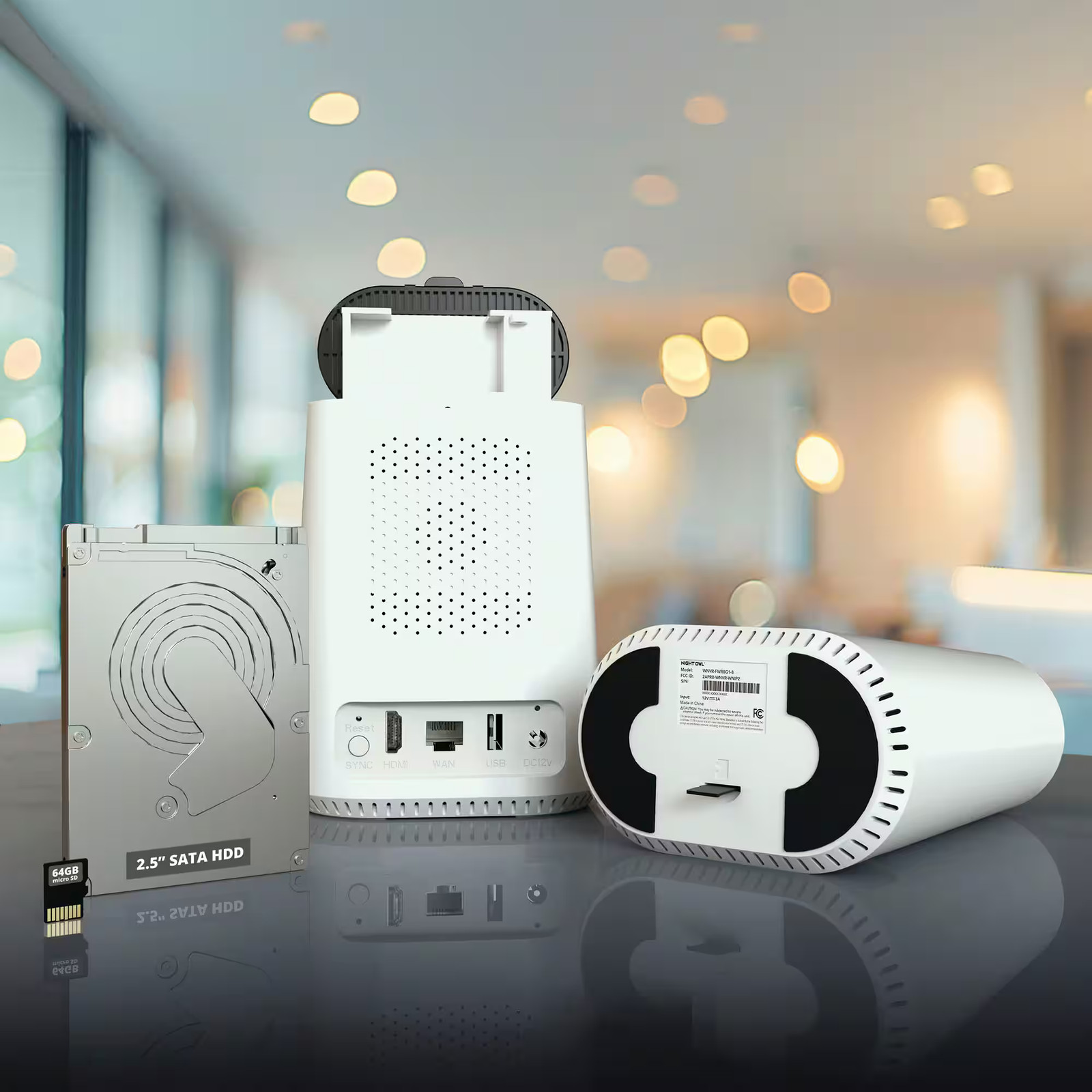 Night Owl – 8-Channel, 4-Camera Indoor/Outdoor Plug-In Wi-Fi IP 4K 64GB Secur…