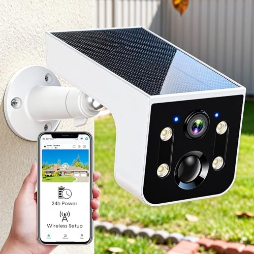 Solar Security Camera Outdoor Wireless: 2K QHD AI Motion Single Pack White
