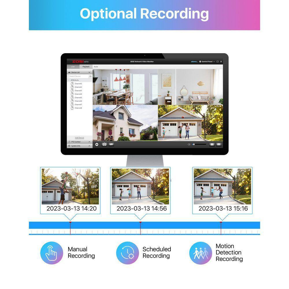 H. 265+ 8 Channel DVR Home Security System with 8-Wired 1080P Full HD Outdoor Bu