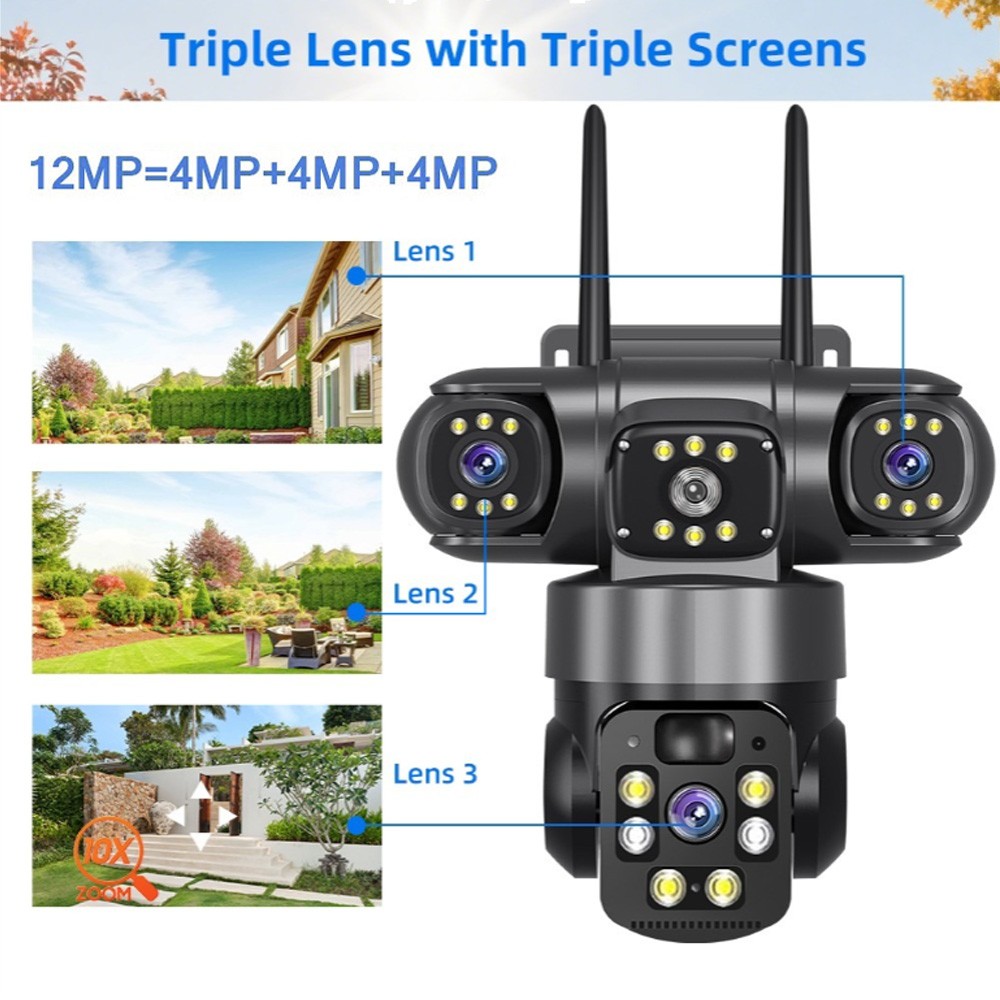 12MP 4K Energía Solar Wifi Inalambrico Camara De Seguridad Domestica Pan/Tilt