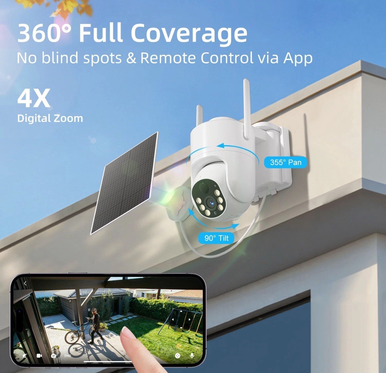 4G LTE Cellular Solar Security Camera Wireless Outdoor Built-in SIM Card 2PACK