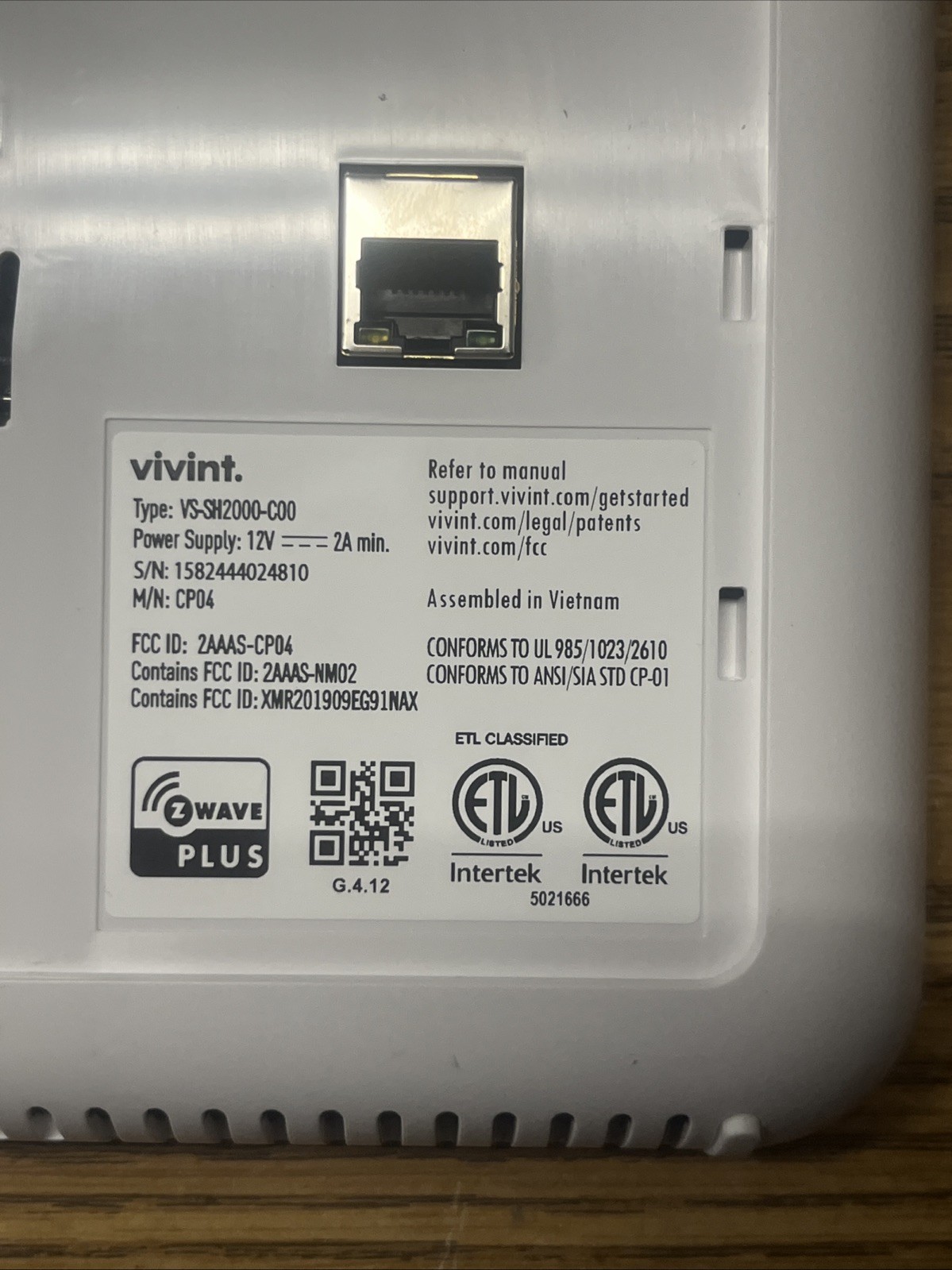 Vivint VS-SH2000-C00 Smart Home Control Display Panel
