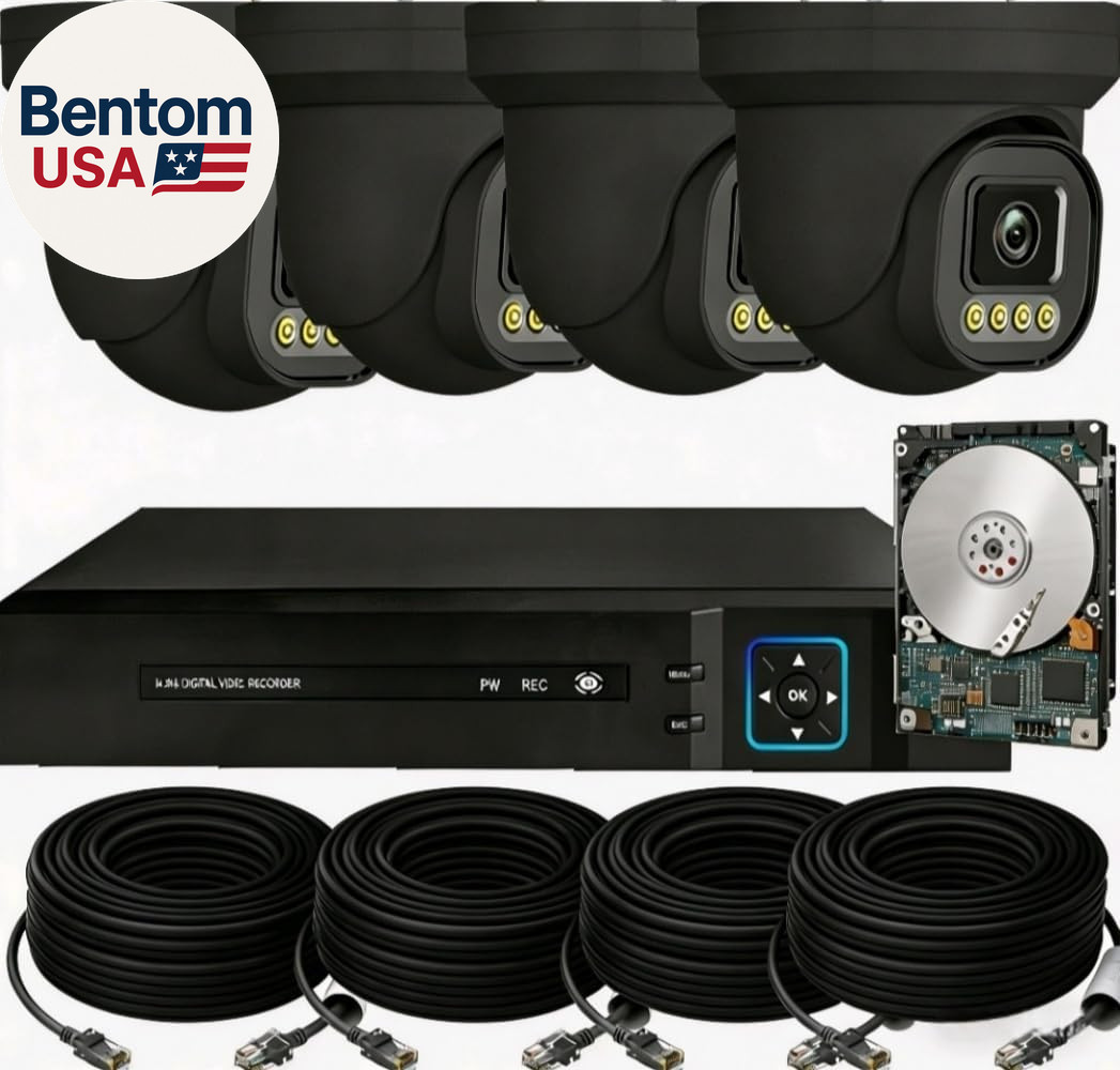 Poe Security Camera System Surveillance NVR Kits, 4Pcs Cameras with Person/Pet/V