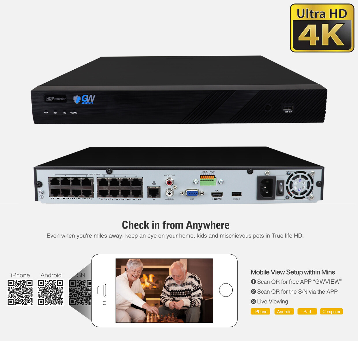 16 Channel NVR 16 X 6MP PoE Outdoor Varifocal Microphone Security Camera System