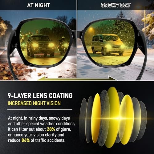 Night Vision Driving Glasses for Women 16 Glossy Black Frame/Night Vision Lens