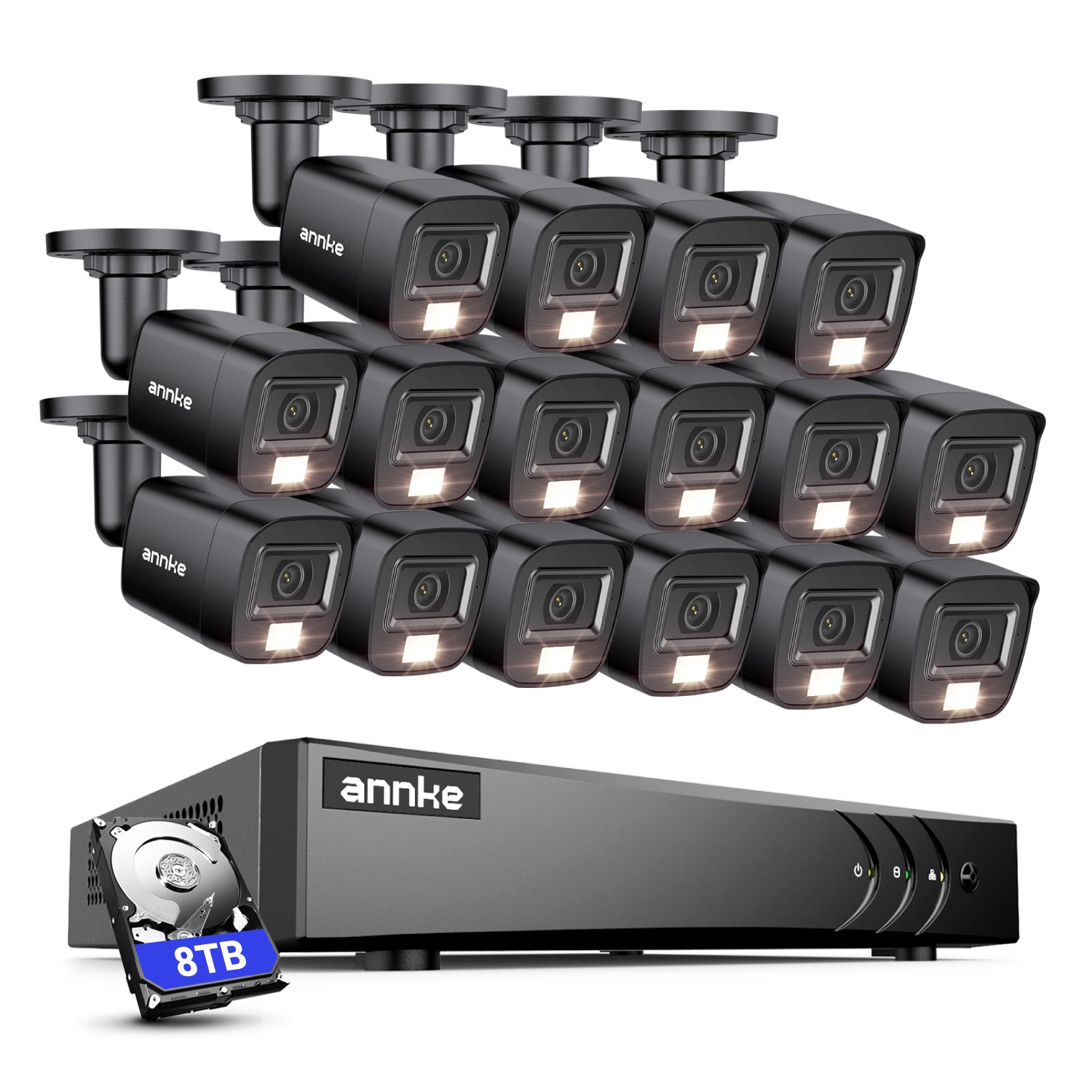 ANNKE 16CH 5MP Lite DVR 1080P Video CCTV Security Camera System AI Color Night