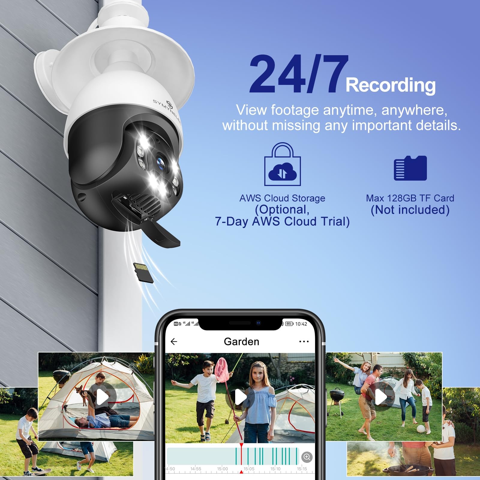SYMYNELEC Light Bulb Security Camera Outdoor 2.4GHz Only, Only