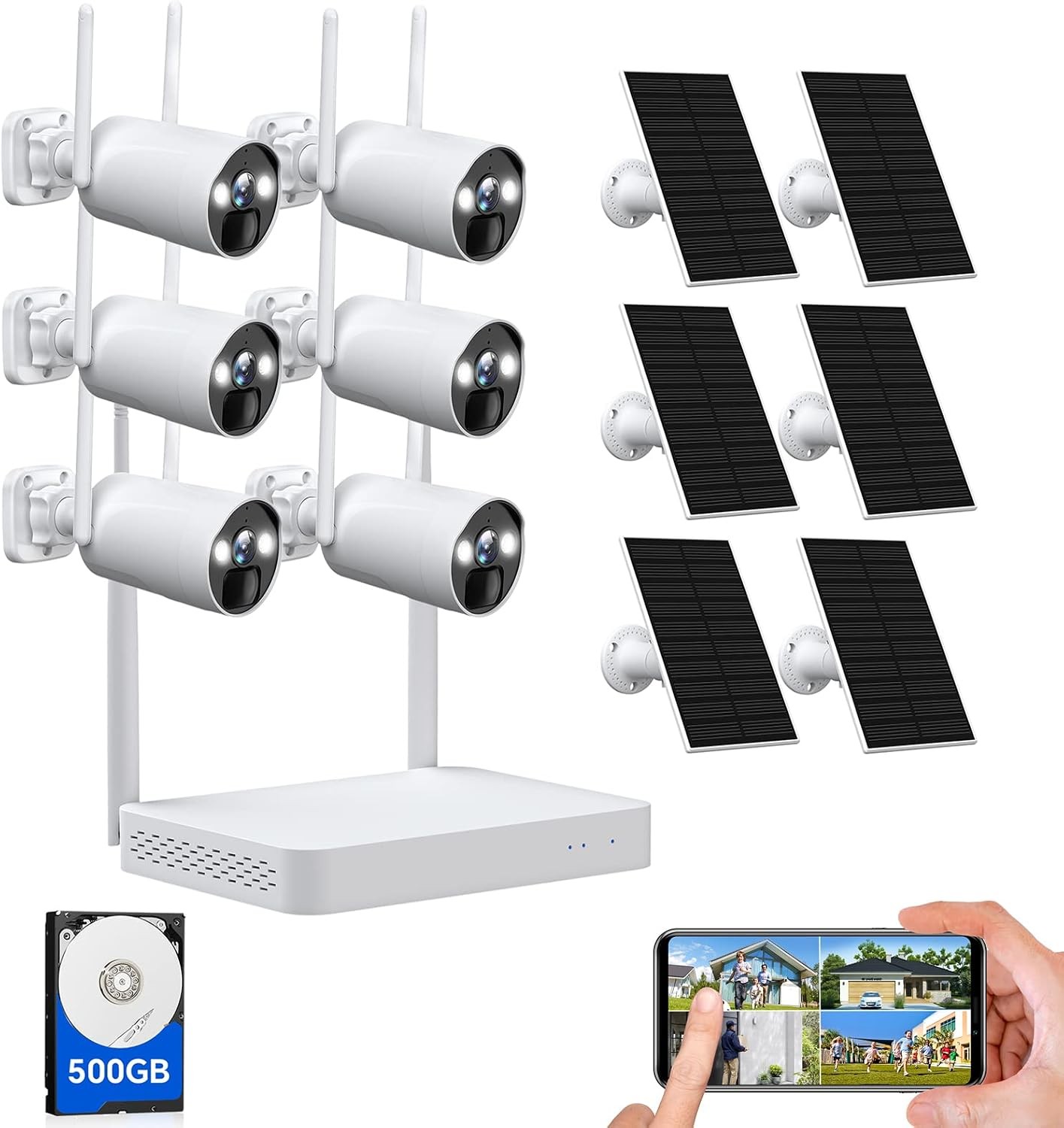 Solar Battery Powered Wireless Security Camera System CCTV WiFi Outdoor Home Cam