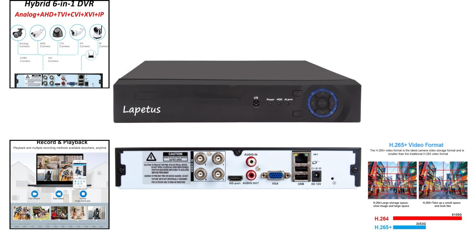 4CH 1080P AHD Hybrid DVR – 5-in-1 Surveillance System with Motion Detection
