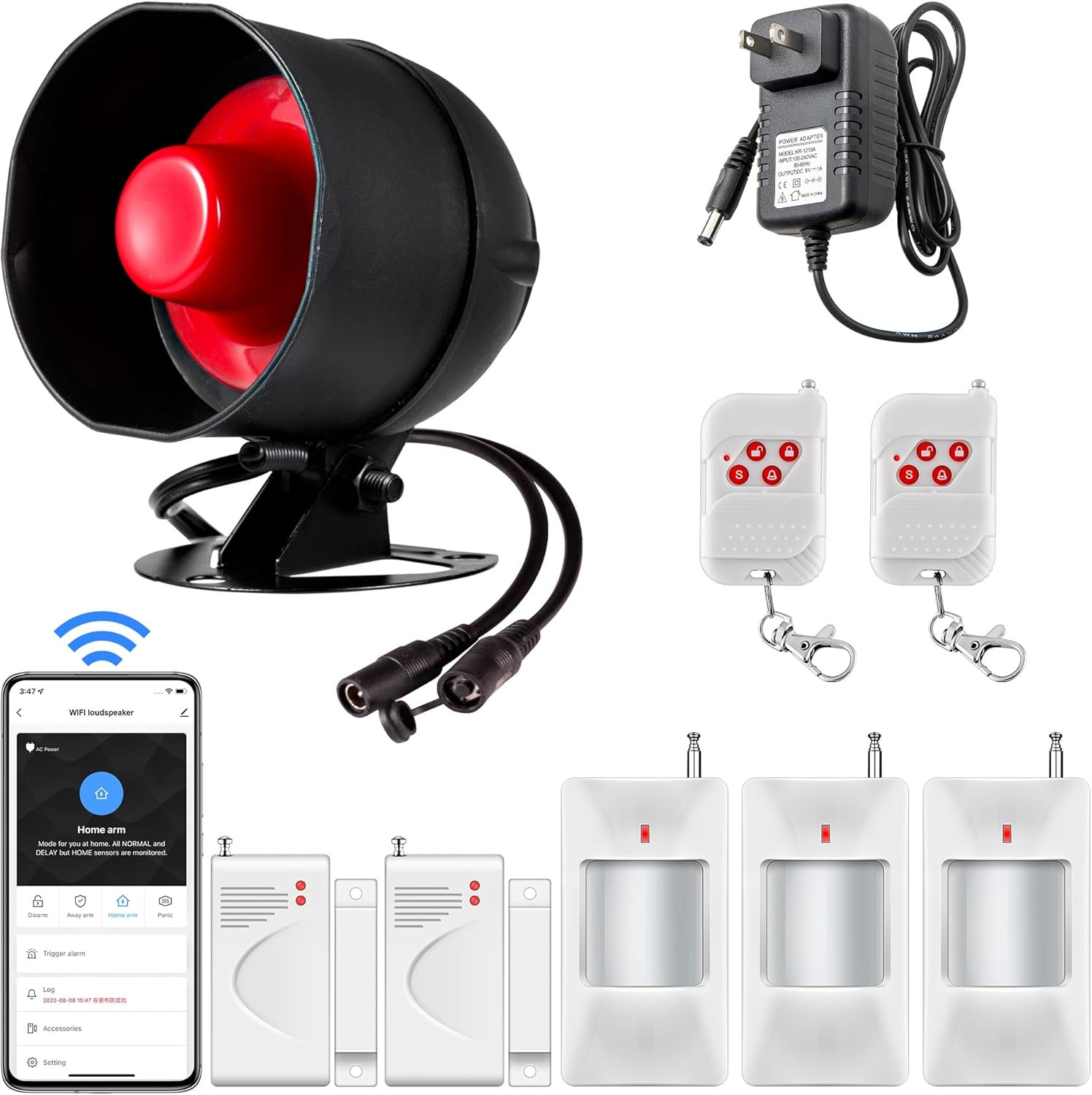 Wifi Alarm Home Security System, Wireless Alarm System with Loud 120Db Motion Se