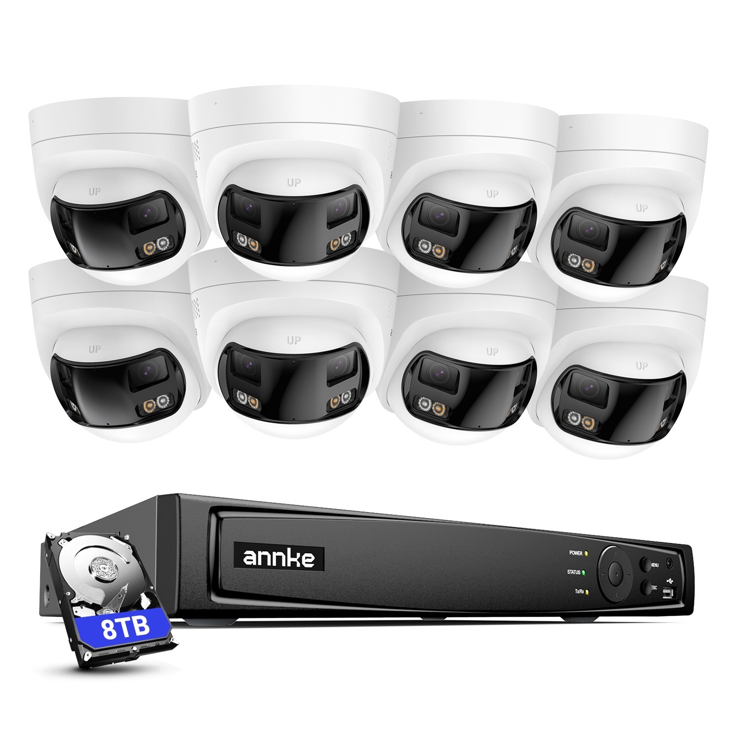 ANNKE 8CH 12MP NVR 6MP 180° Color Night POE Security Camera System Two Way Audio
