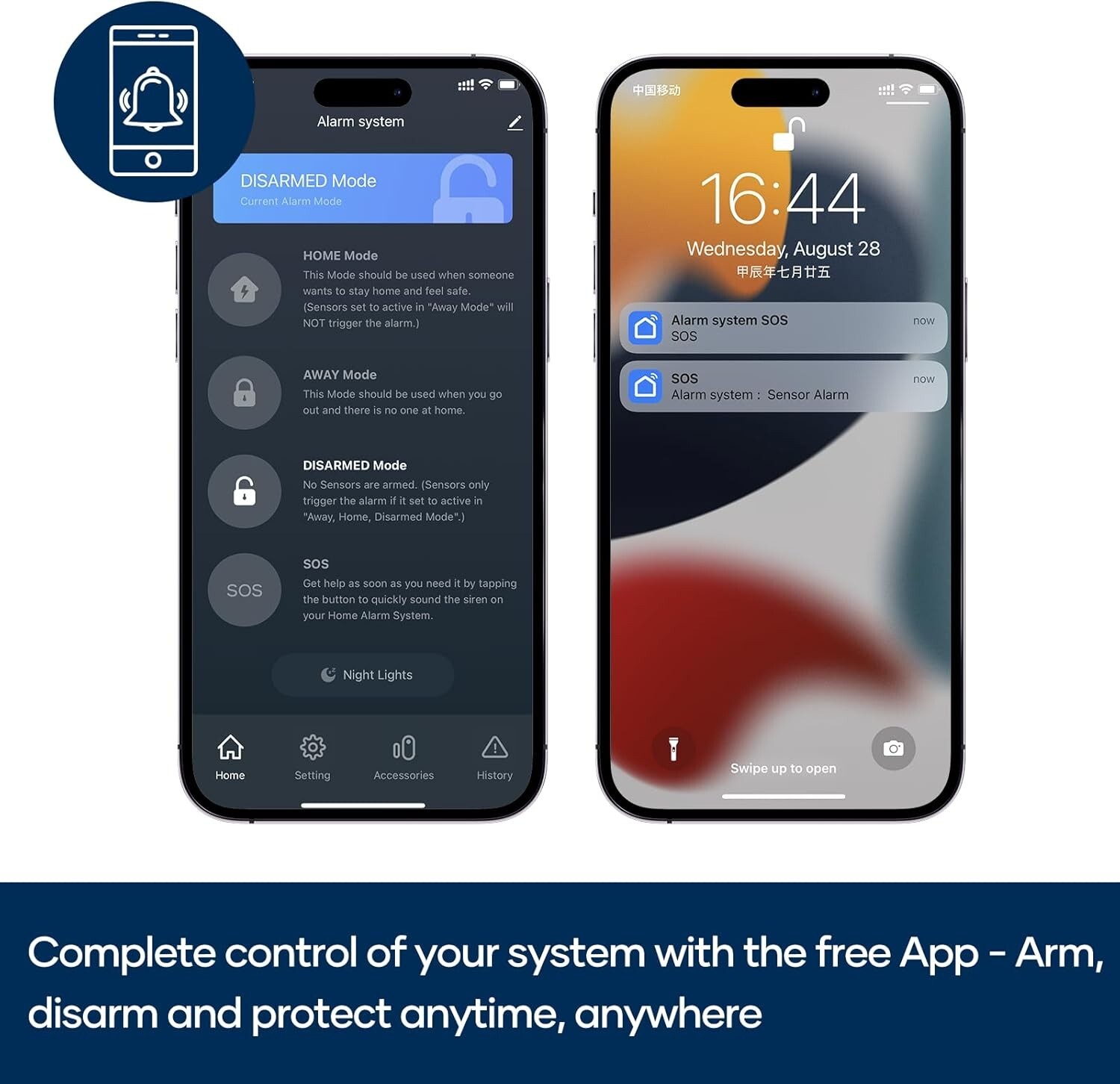 WiFi Door Alarm System, Wireless DIY Smart Home Security System with Phone APP