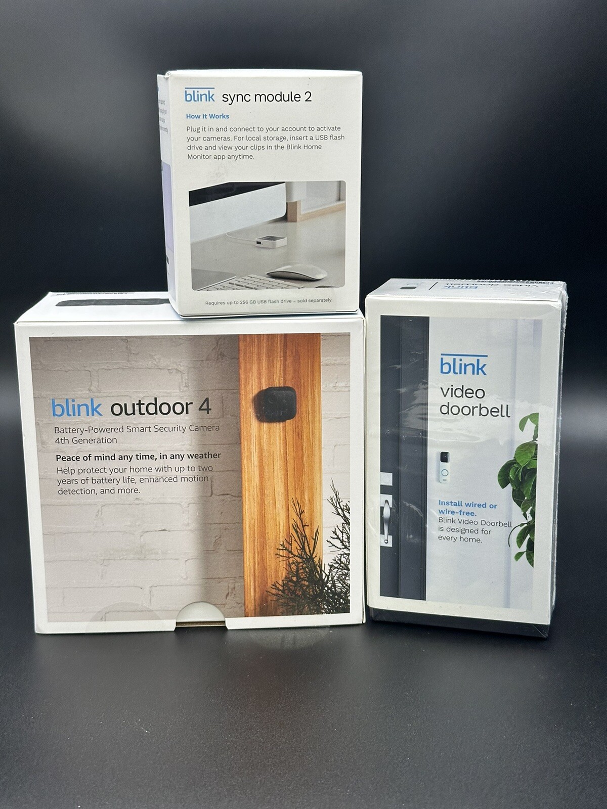 Blink Outdoor 4 Wire-Free Smart Security 3 Camera With Video Doorbell & Sync 2