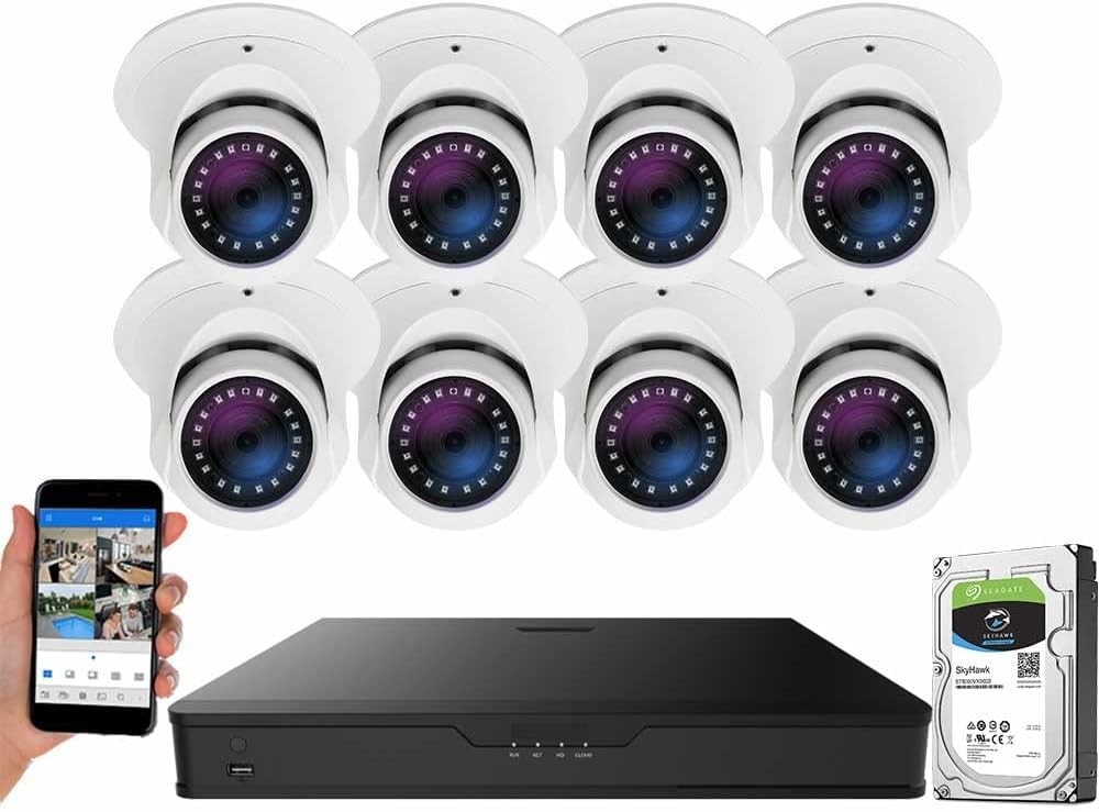 GW 4K 8-Camera Security System 8MP 8-CH DVR 2TB Outdoor IP67 0-Lux Night Vision