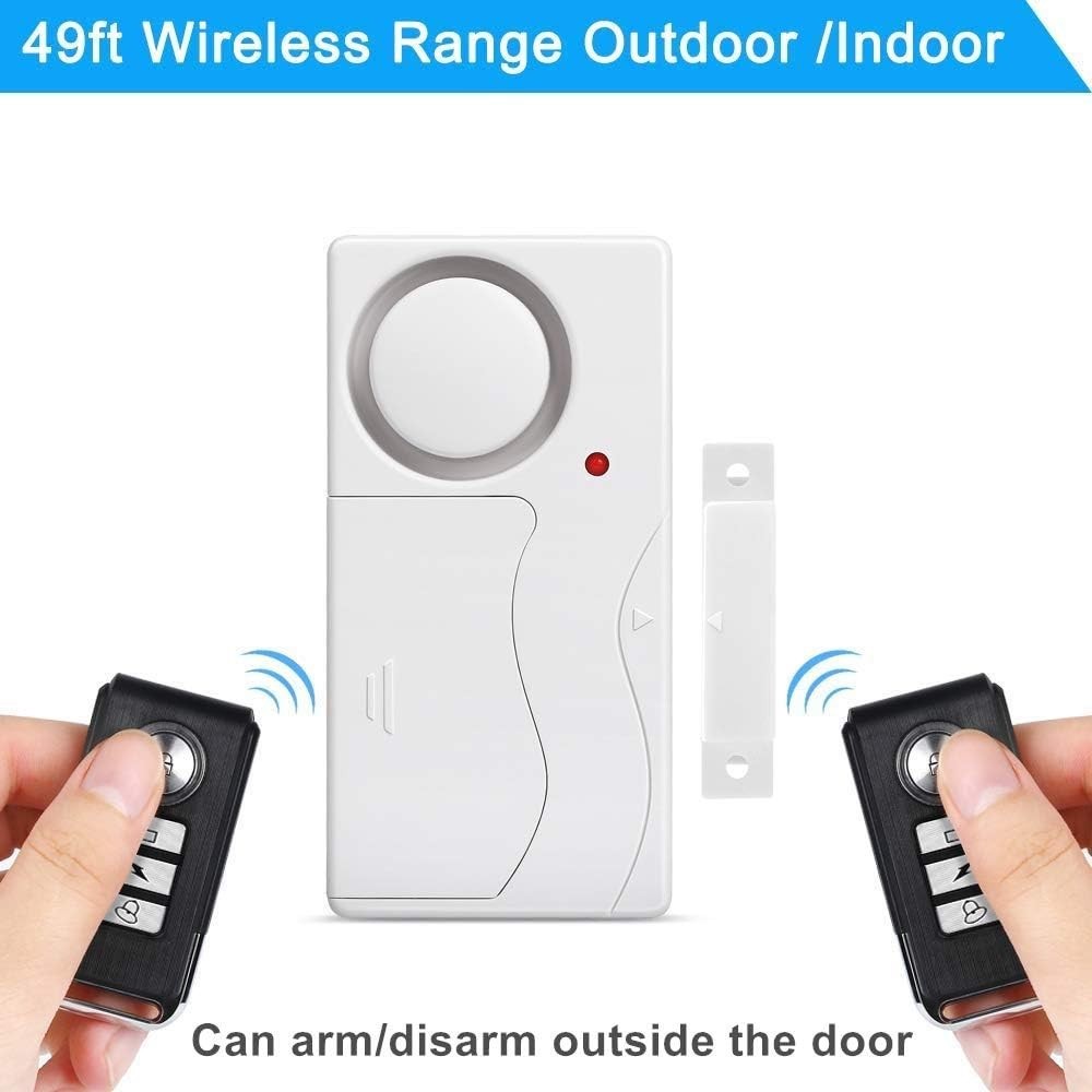 105 dB Wireless Door Alarm with Remote Control – 2 Pack for Ultimate Security