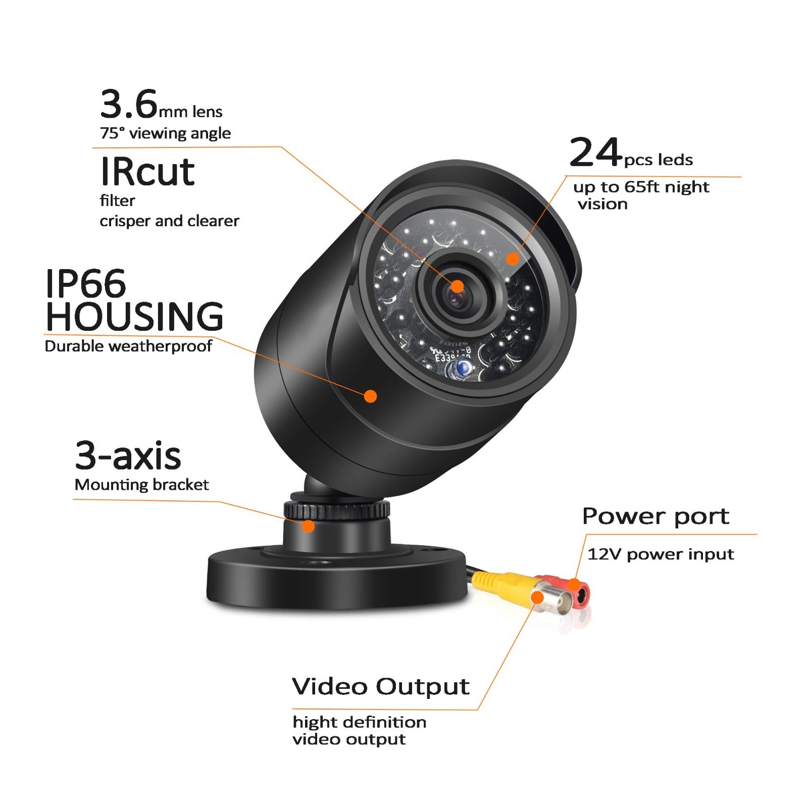 3000TVL Home Security Camera System, 4 Wired 1080P Night Vision DVR Kit, AI Moti