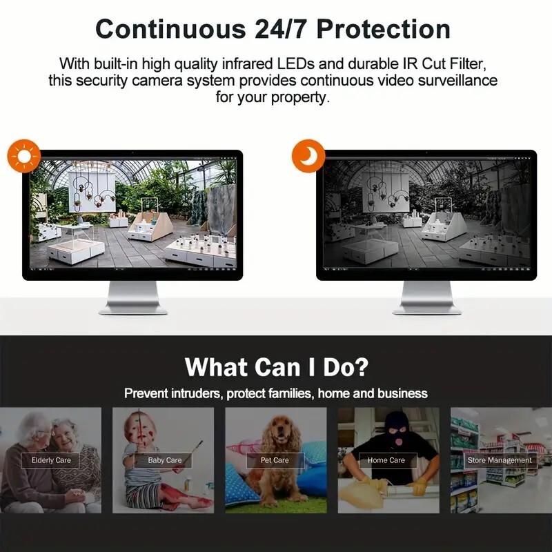 5MP HD CCTV System 4CH DVR Outdoor Home Surveillance Security Camera with 1TB