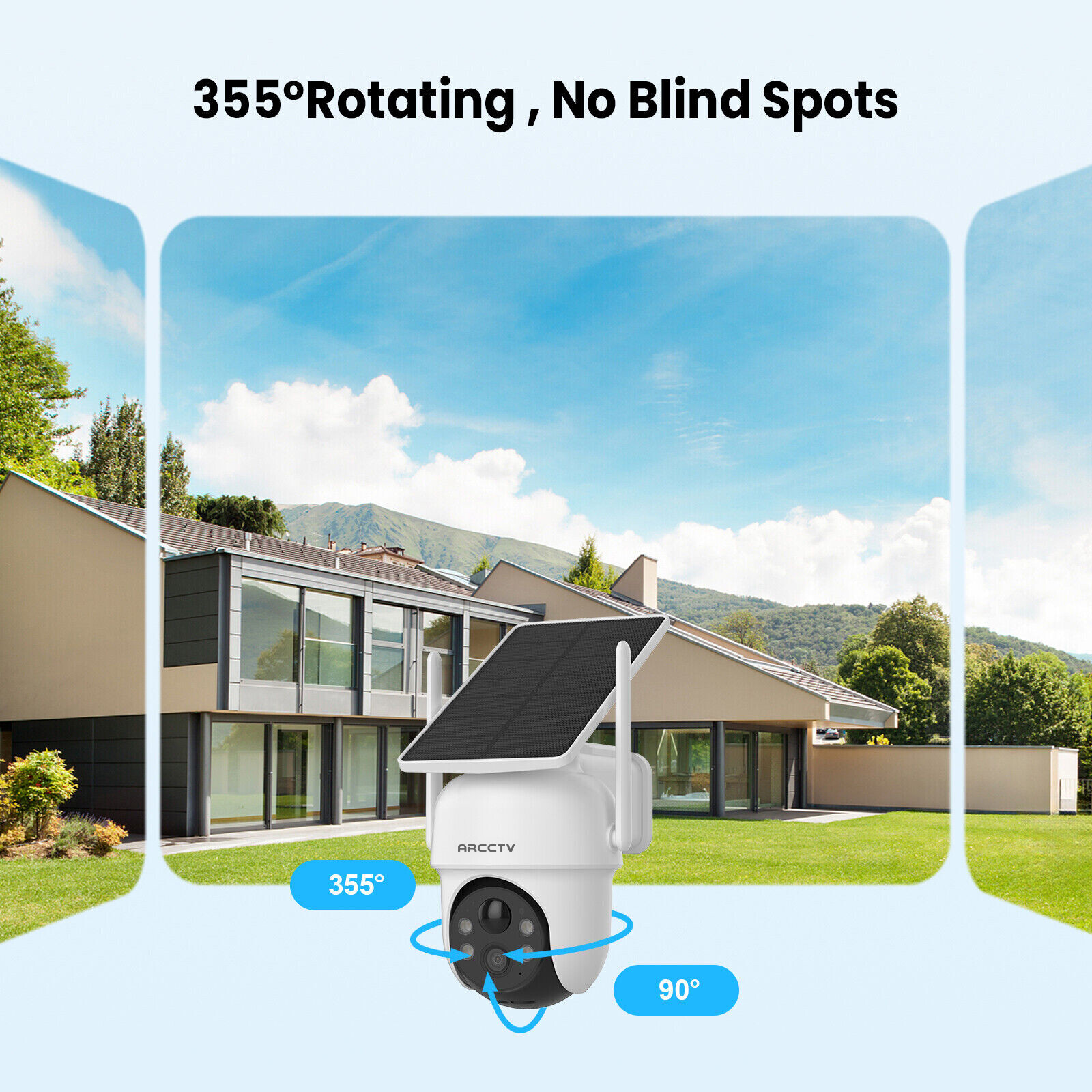 Solar Battery Powered Wireless Security Camera System Home Outdoor Wifi IP Audio