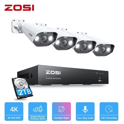 ZOSI 8CH/16CH 5MP/8MP POE IP Security Camera System 4K AI Face Detect NVR Audio