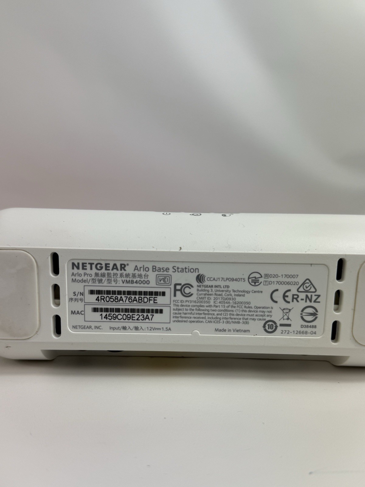 Netgear Arlo Pro Base Station VMB4000 Smart Home Hub No Power Cord
