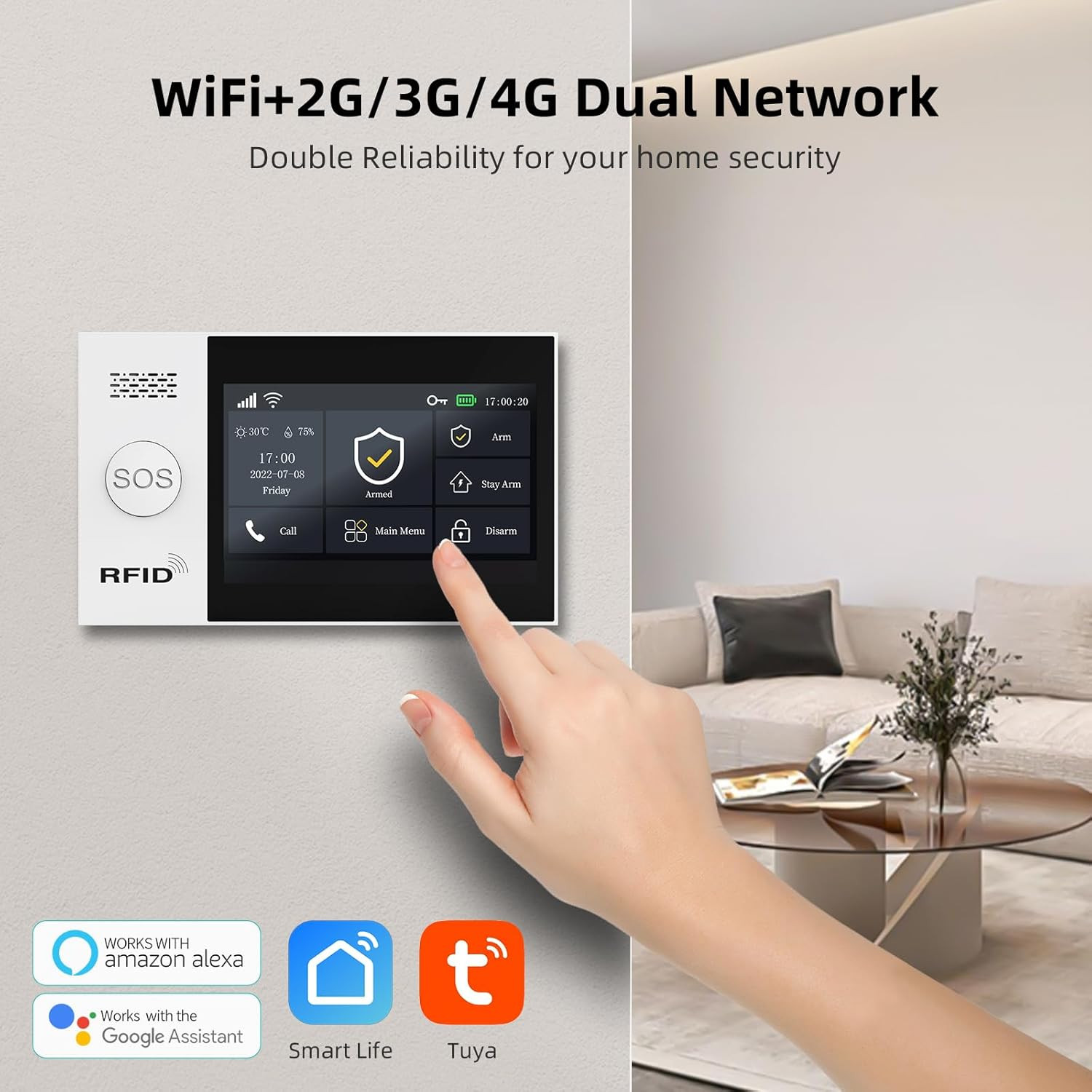 16-Piece-Kit Full Touch Screen Wireless Smart Home Alarm System, DIY 4G and Wifi