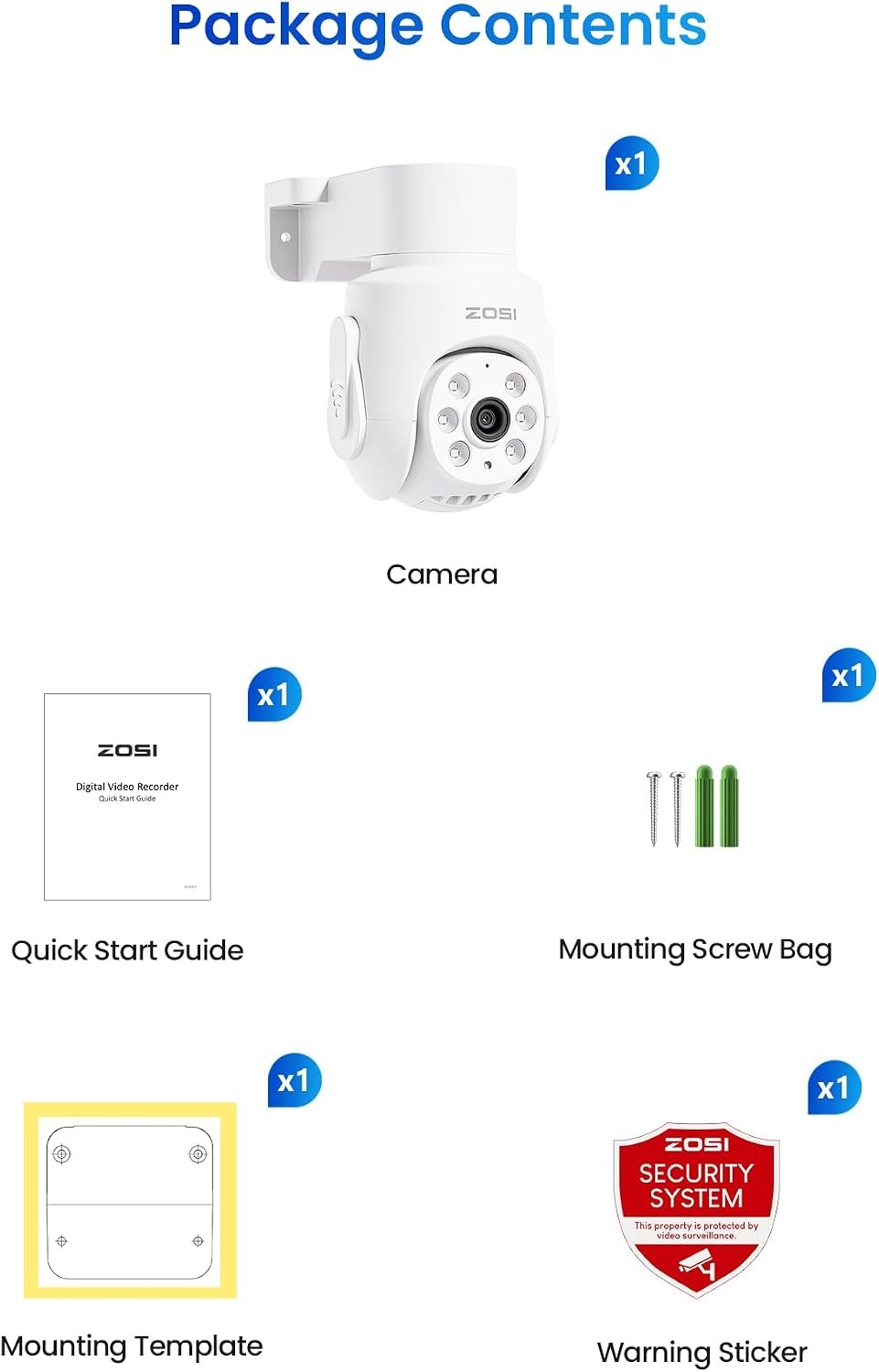 ZOSI Home 1080P Pan Tilt Analog HD TVI Wired Security Camera 355°View Outdoor