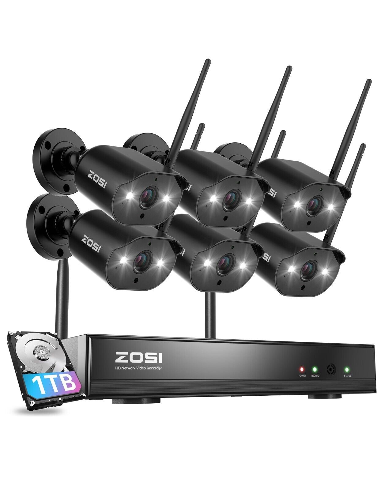 ZOSI 8CH NVR 3MP Wireless IP Camera Security System WiFi AI Night Vision CCTV