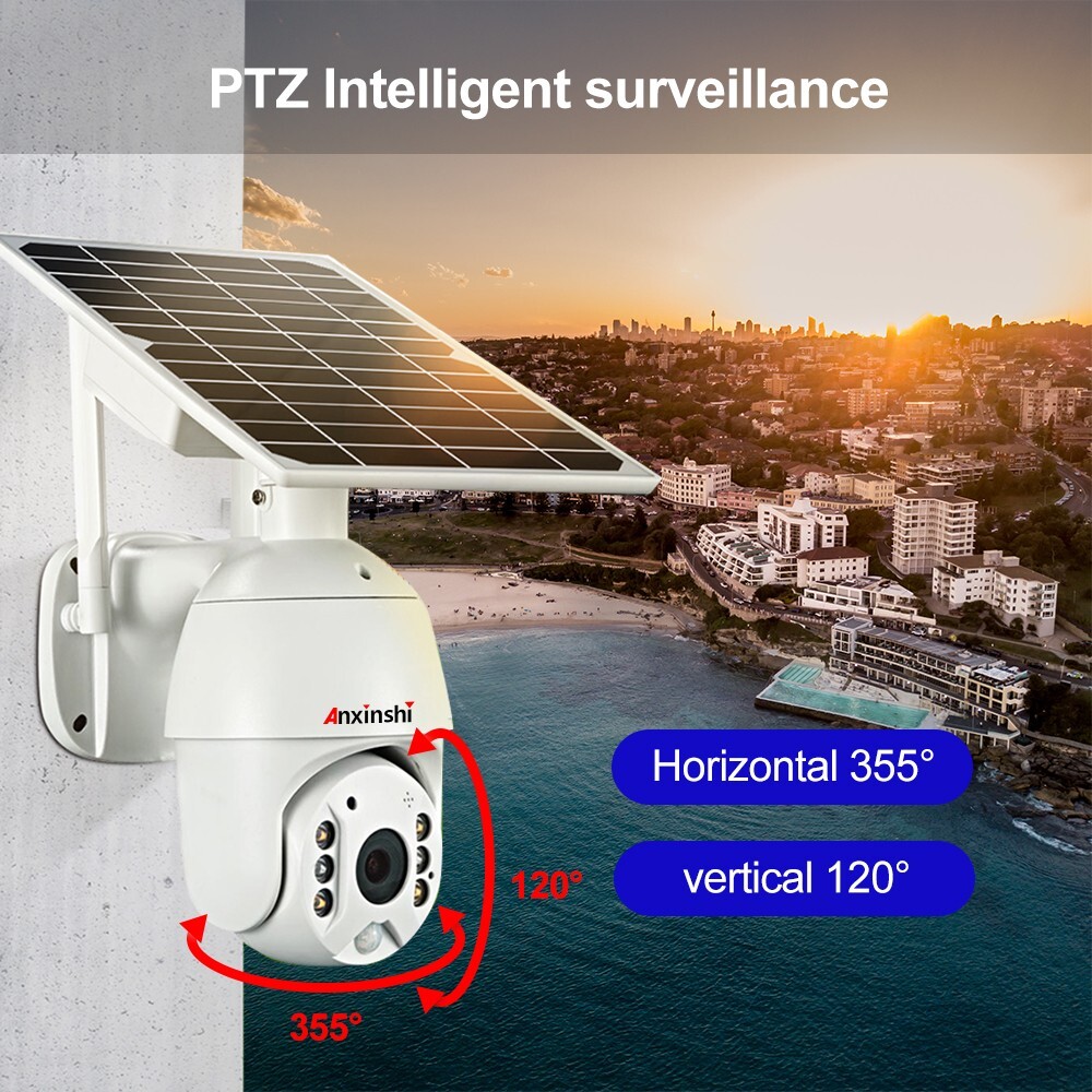 Anxinshi Brand HD 1080P 4G WiFi Solar Panel Battery PTZ CCTV Camera APP UBOX