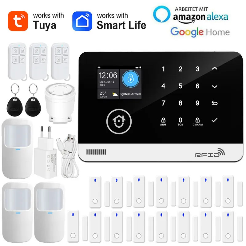 Tuya Smart WiFi GSM Home Security Alarm System Wireless House Burglar Anti Theft