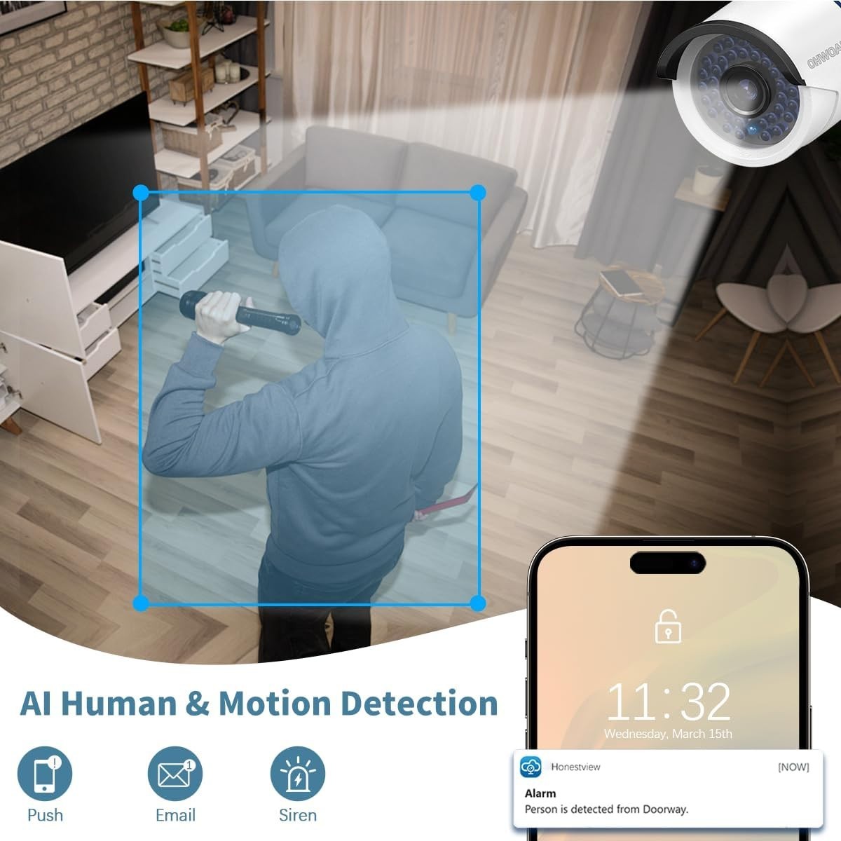 3MP Wireless Outdoor Security Camera System Surveillance NVR Kits Infrared Light