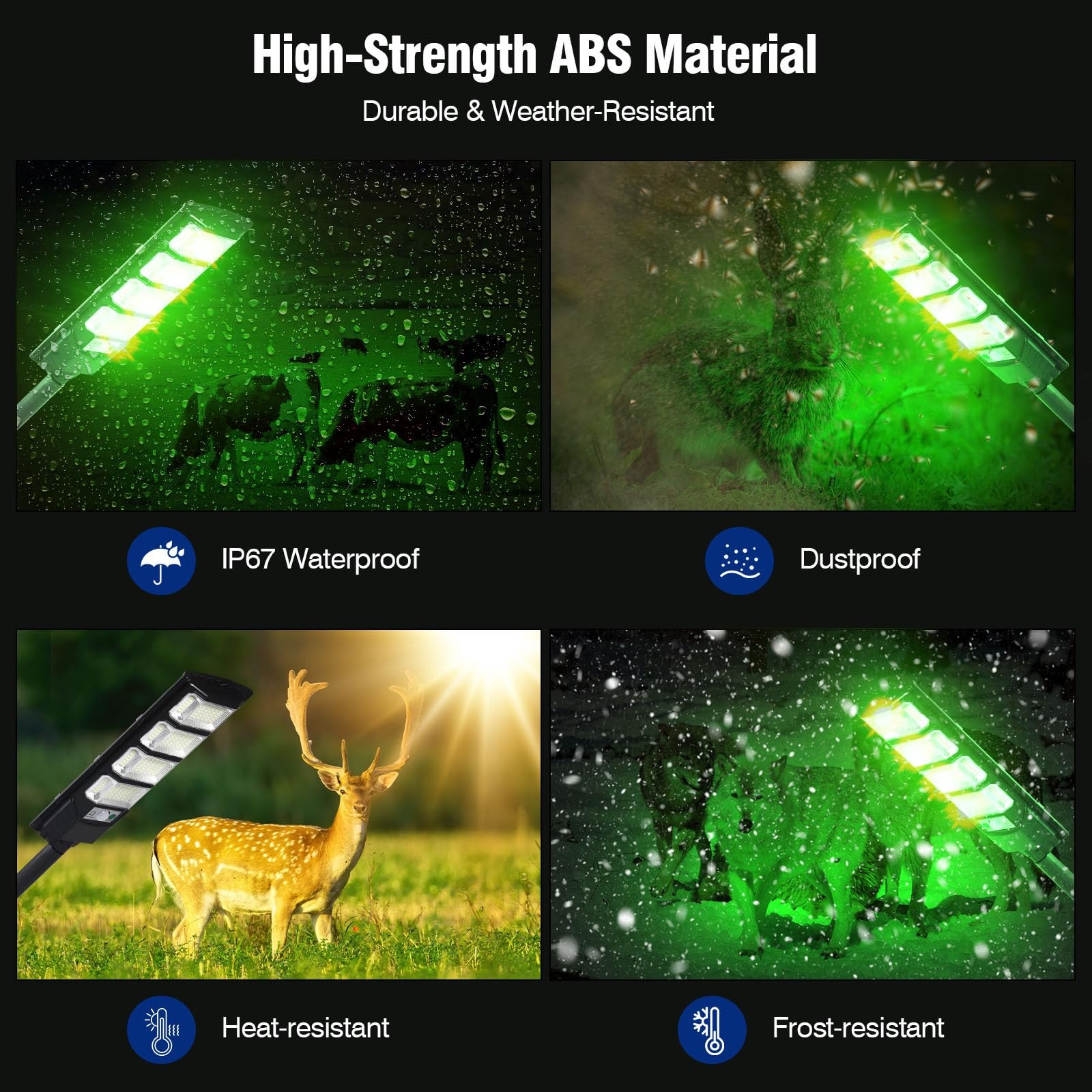 Hog Lights for Night Hunting, 12000LM Solar Green Hunting Light 1 Pack, Black