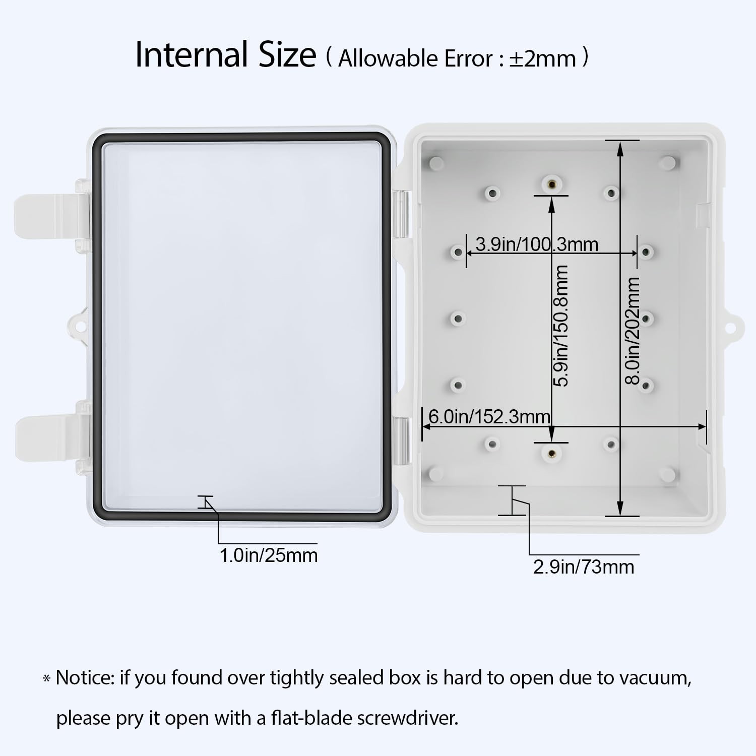 LMioEtool ABS Plastic Dustproof Waterproof 8.7″ x 6.7″ x 4.3″, Clear Cover