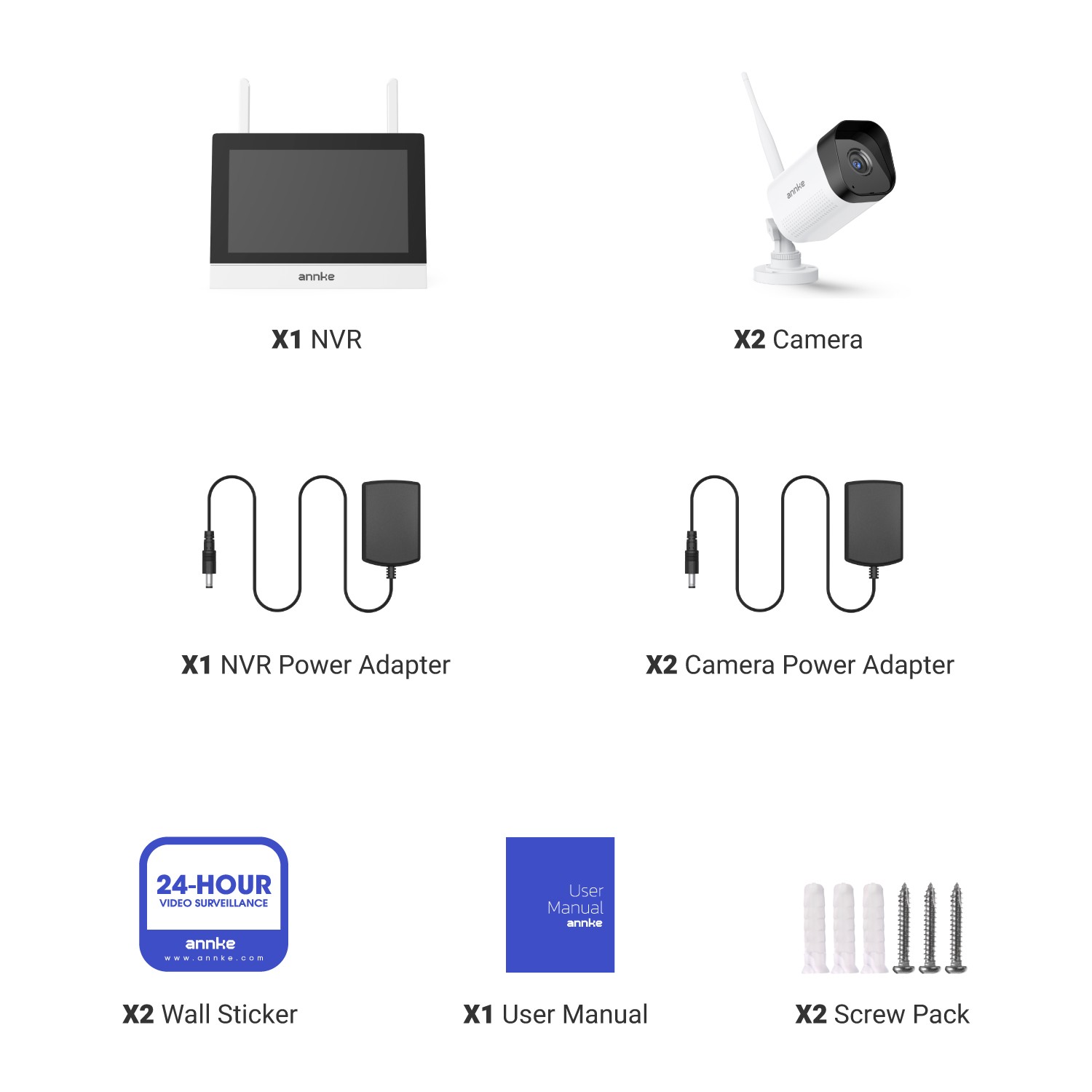 ANNKE Wireless 7″ Monitor 4CH NVR 3MP Two-Way Audio Security Camera System WIFI