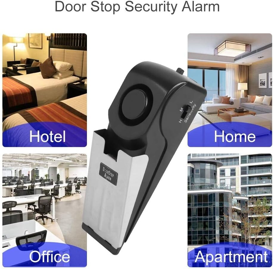 Wireless Travel Door Stop Alarm Portable Security Alert Wedge Stopper Hotel Bx22