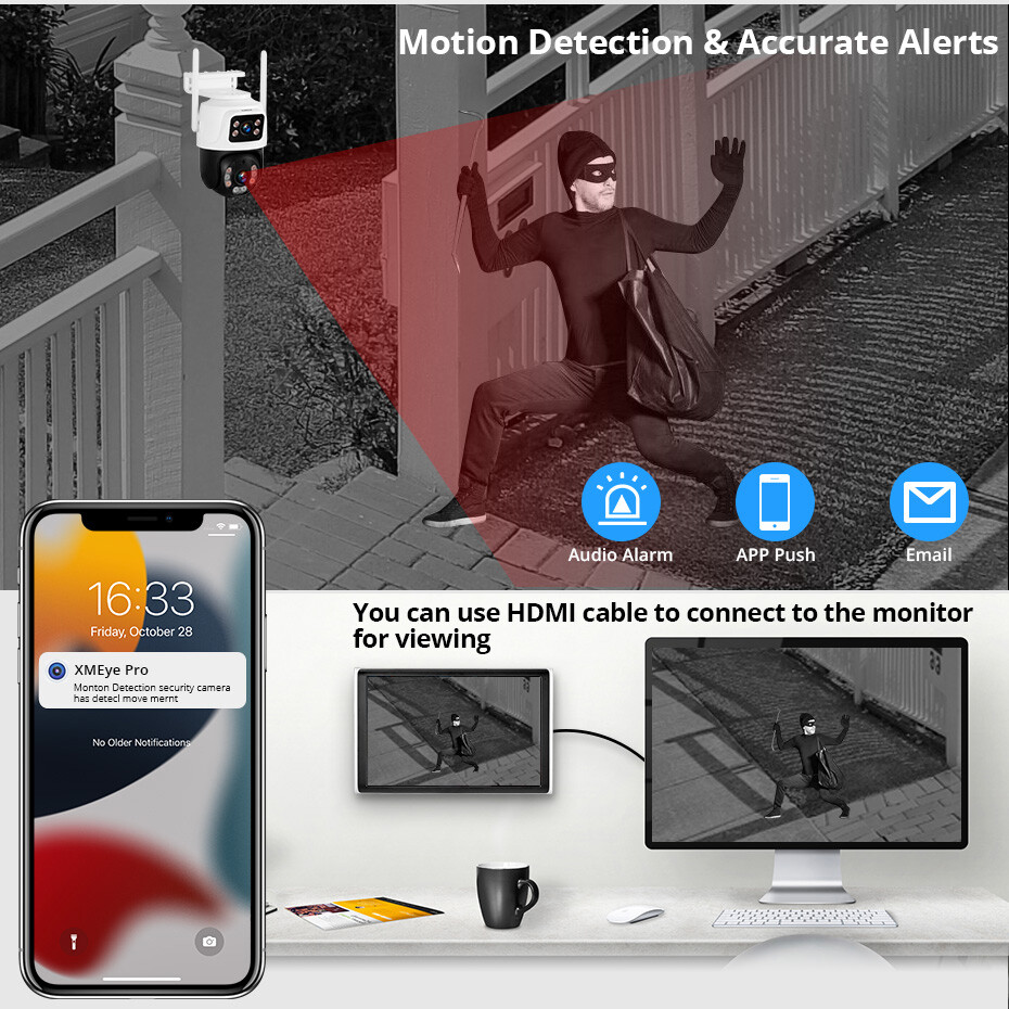 6MP Wireless Home Security Camera System Wifi IP Cameras 10” Monitor NVR 500GB