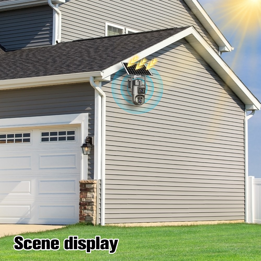 2 Lens 8MP Solar Battery Powered Camera Wireless WiFi Outdoor Pan/Tilt Camera