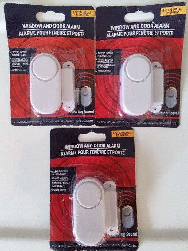 New Lot Of 3 Window And Door Alarm Easy To Install Alert System Piercing Sound