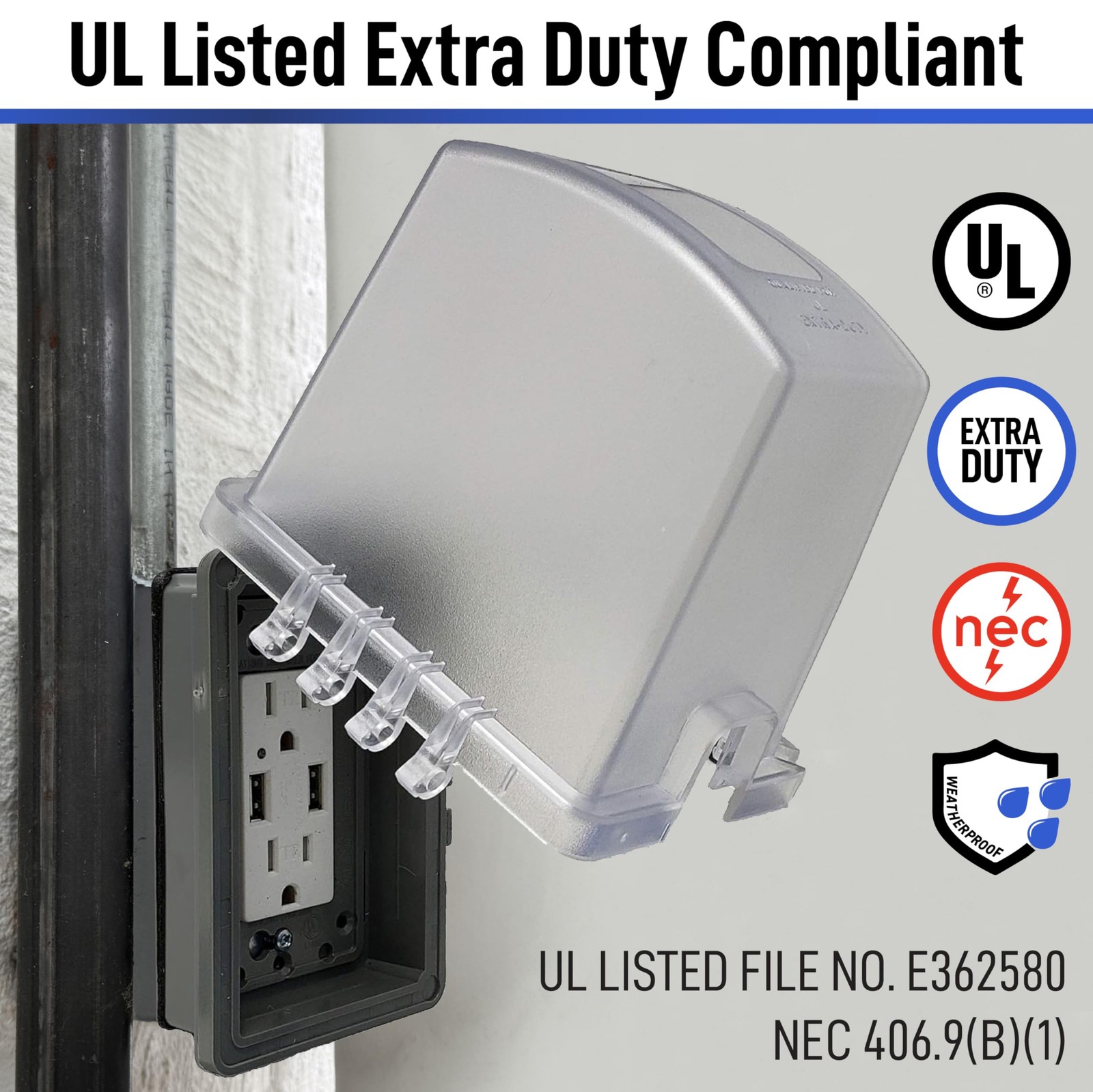 Sealproof 1-Gang Weatherproof In Use Outdoor Outlet Clear Frost – Deep Cover