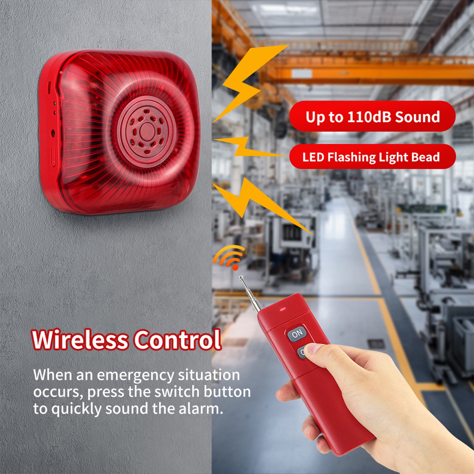 2-4 Pack Wireless Sound And Light Alarm For Home Security XXEF