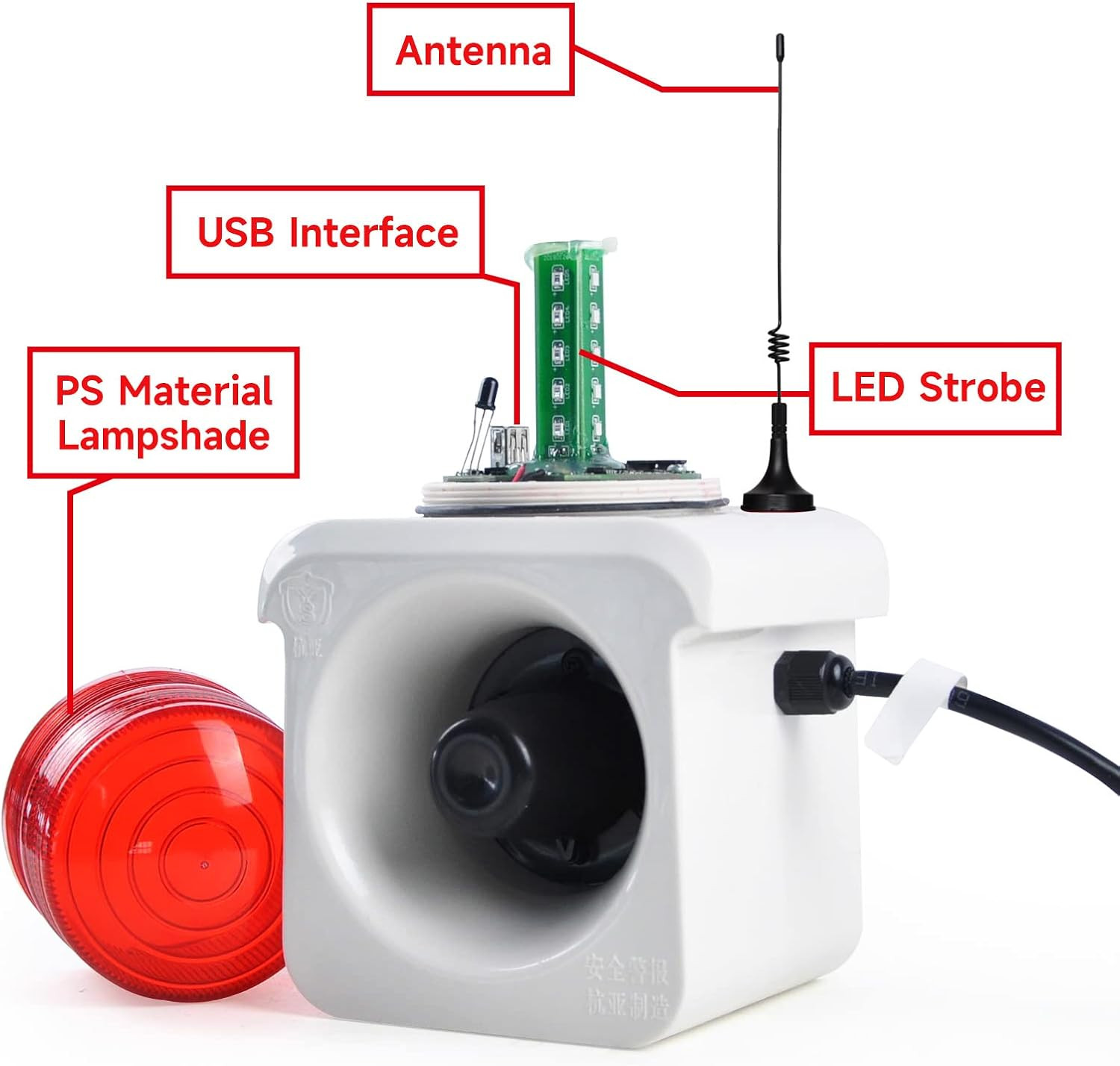 YASONG SLA-800Y Wireless Remote Control Alarm Siren(2Km/1.24 Mi), LED Strobe War