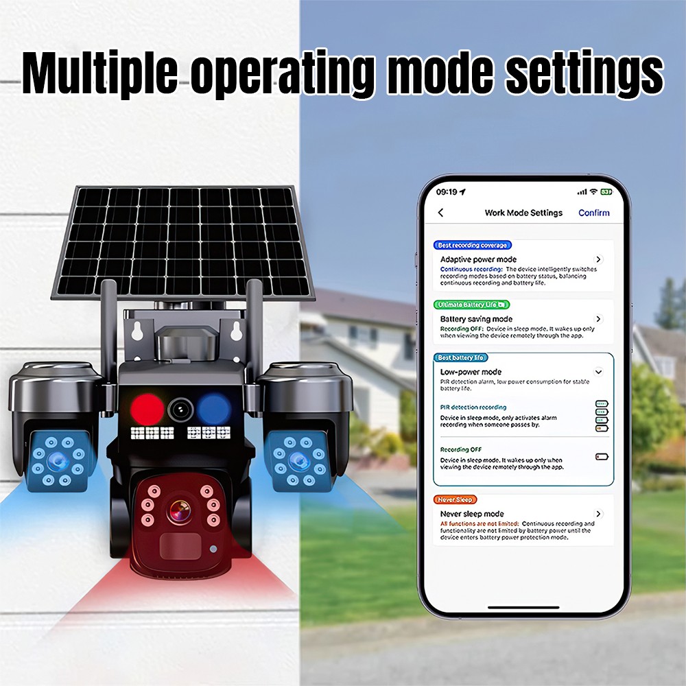 Solar Battery Powered Wireless WiFi Outdoor Pan/Tilt Home Security Camera System