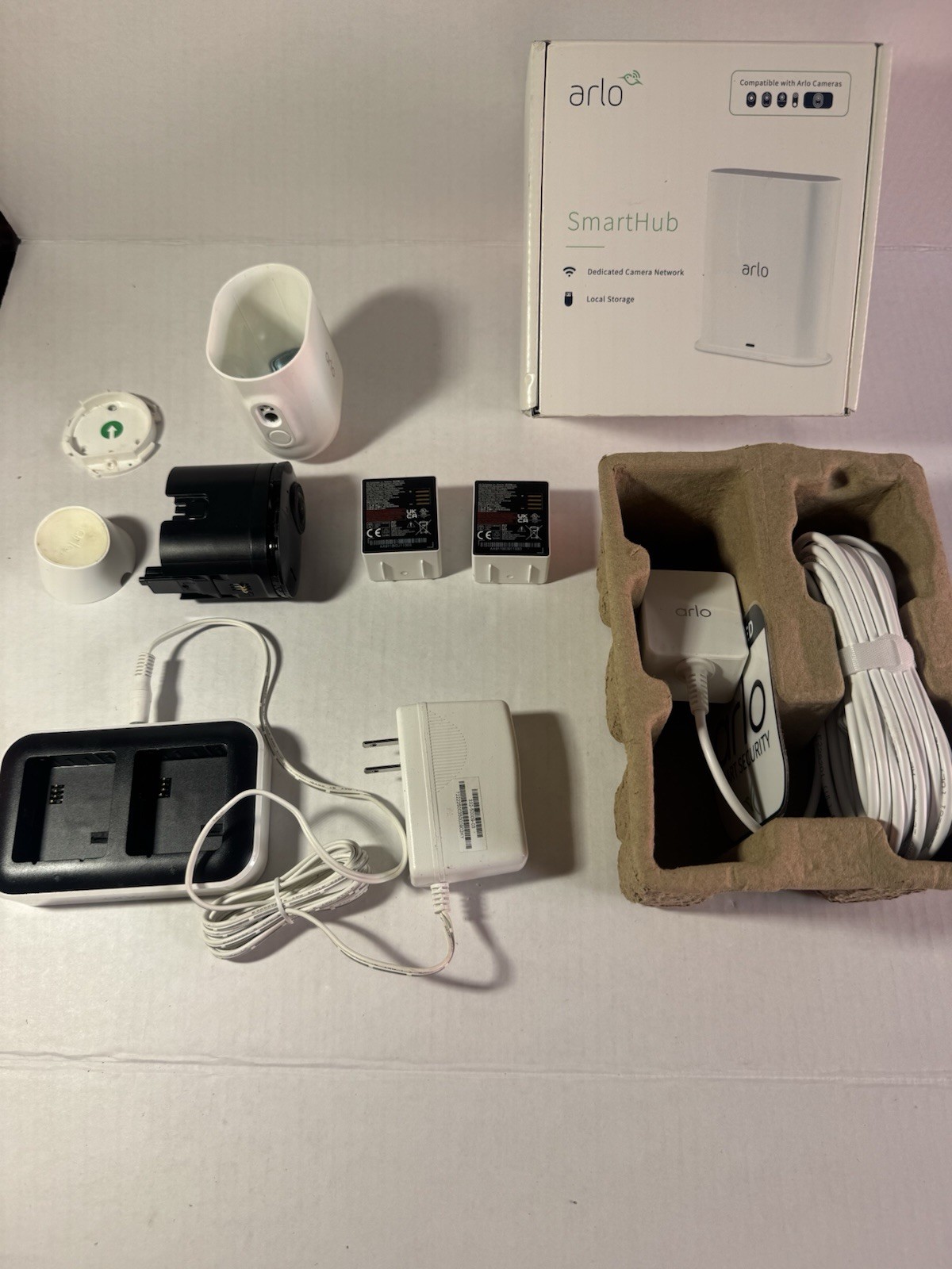Arlo Ultra 2 Camera + Hub + 2 Batteries Charger 25ft Cable Bundle