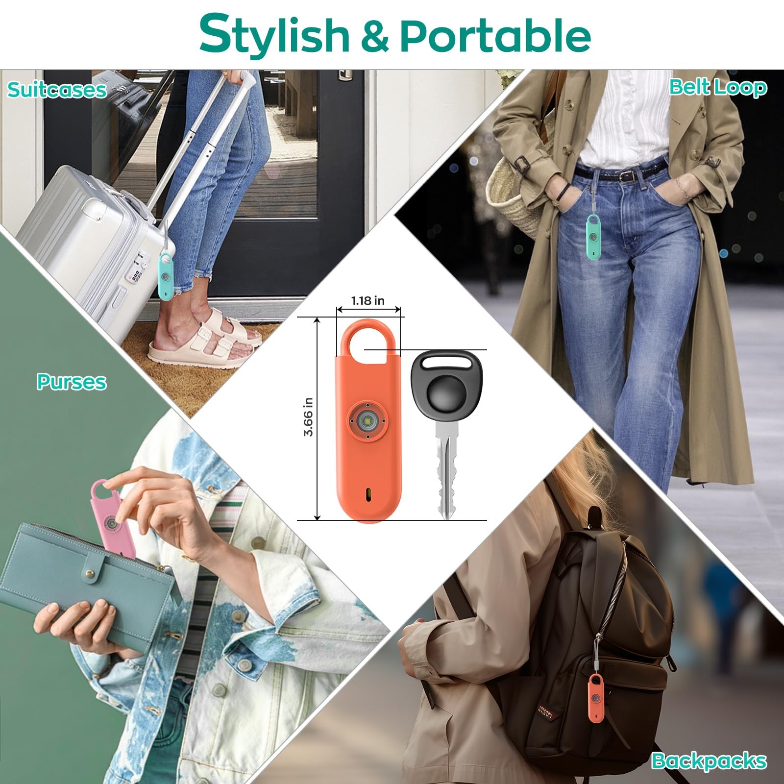 140dB Personal Safety Alarm for Women, 3 Pack Safe Alarm Protection Keychain …