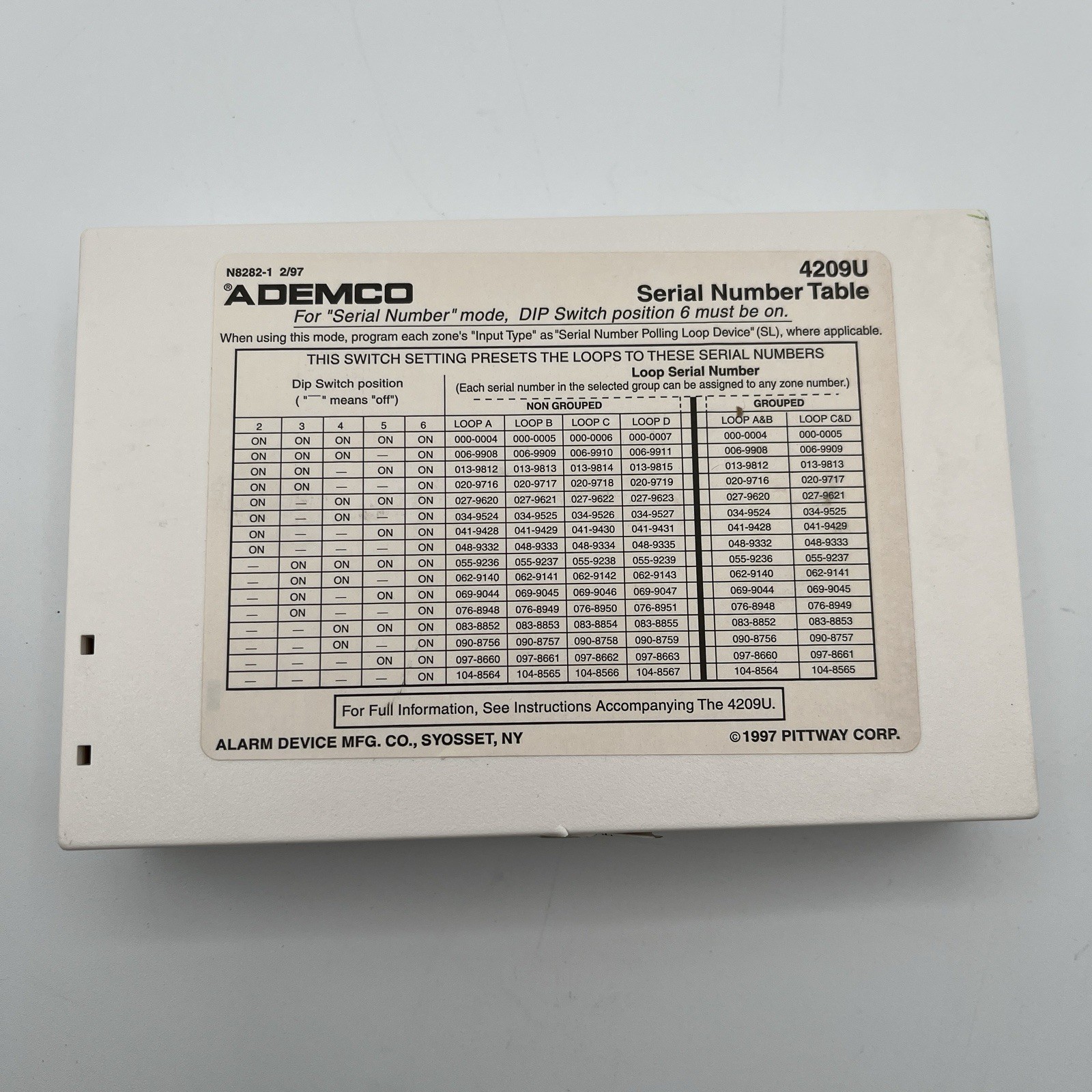 NEW!! Ademco Honeywell Group 2 Wire Smoke Zoning Remote Point Module – 4209U
